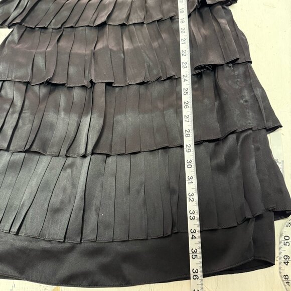 ABAETÉ Black Dress Size 8 100% Silk Tiered Ruffle Hem LBD Flapper 30’s - Picture 7 of 10